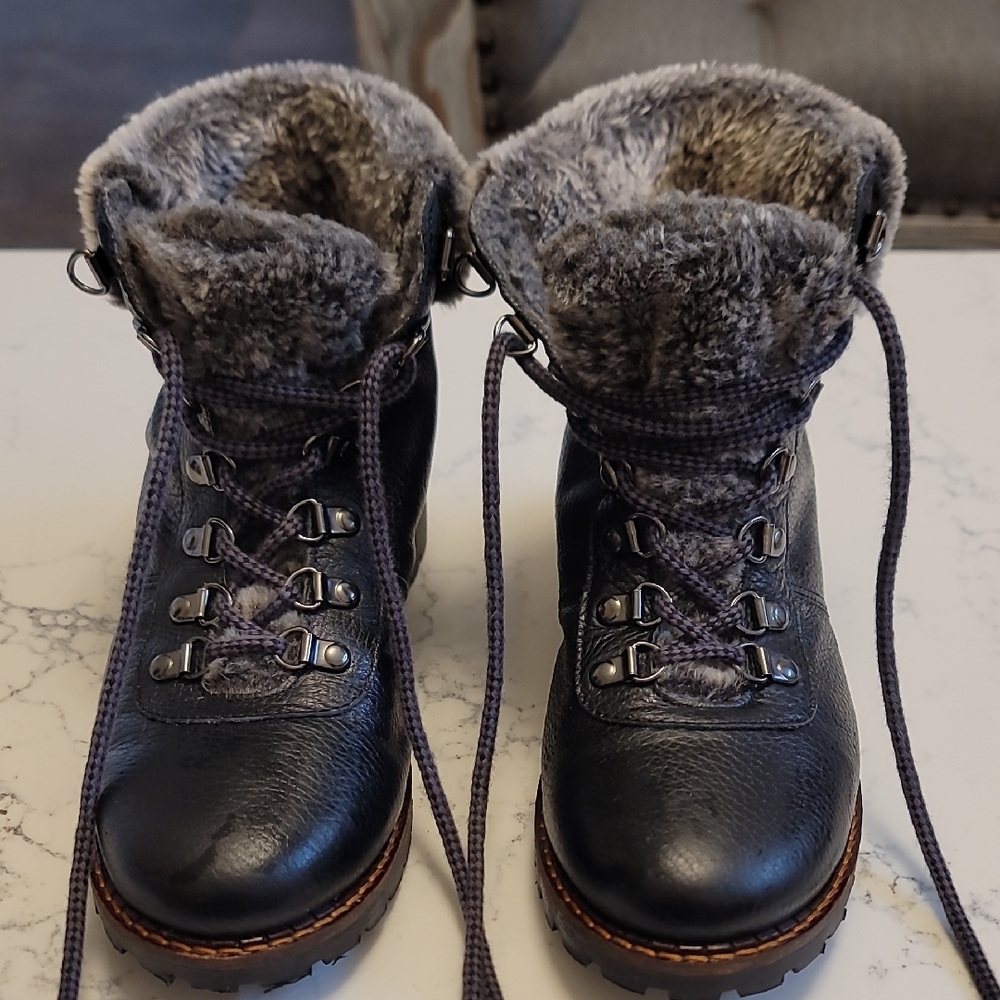 Women's Gray Fur-Lined Winter Boots